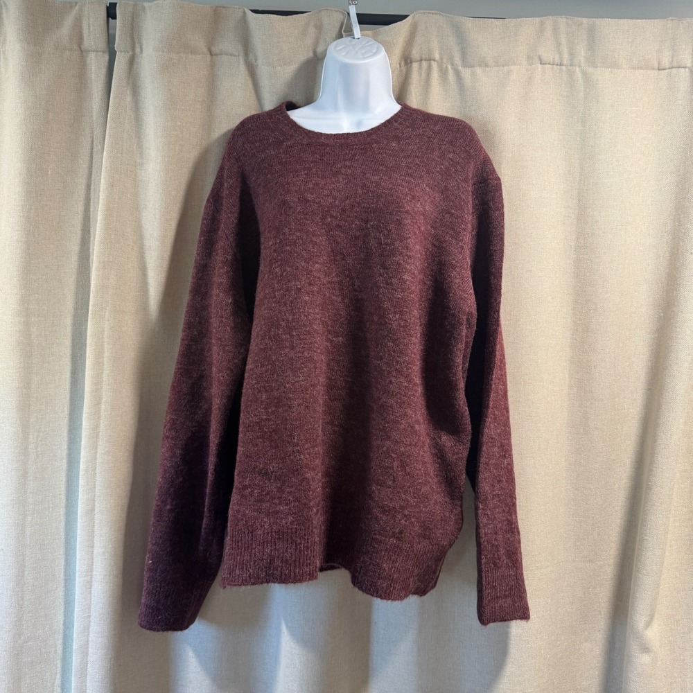 American Eagle Outfitters XXL‎ Maroon Heathered Crew Neck Knit Sweater Pullover